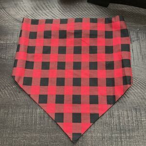 Dog Scarf Slide On Collar Elastic Band Buffalo Plaid Black Red Extra Large New